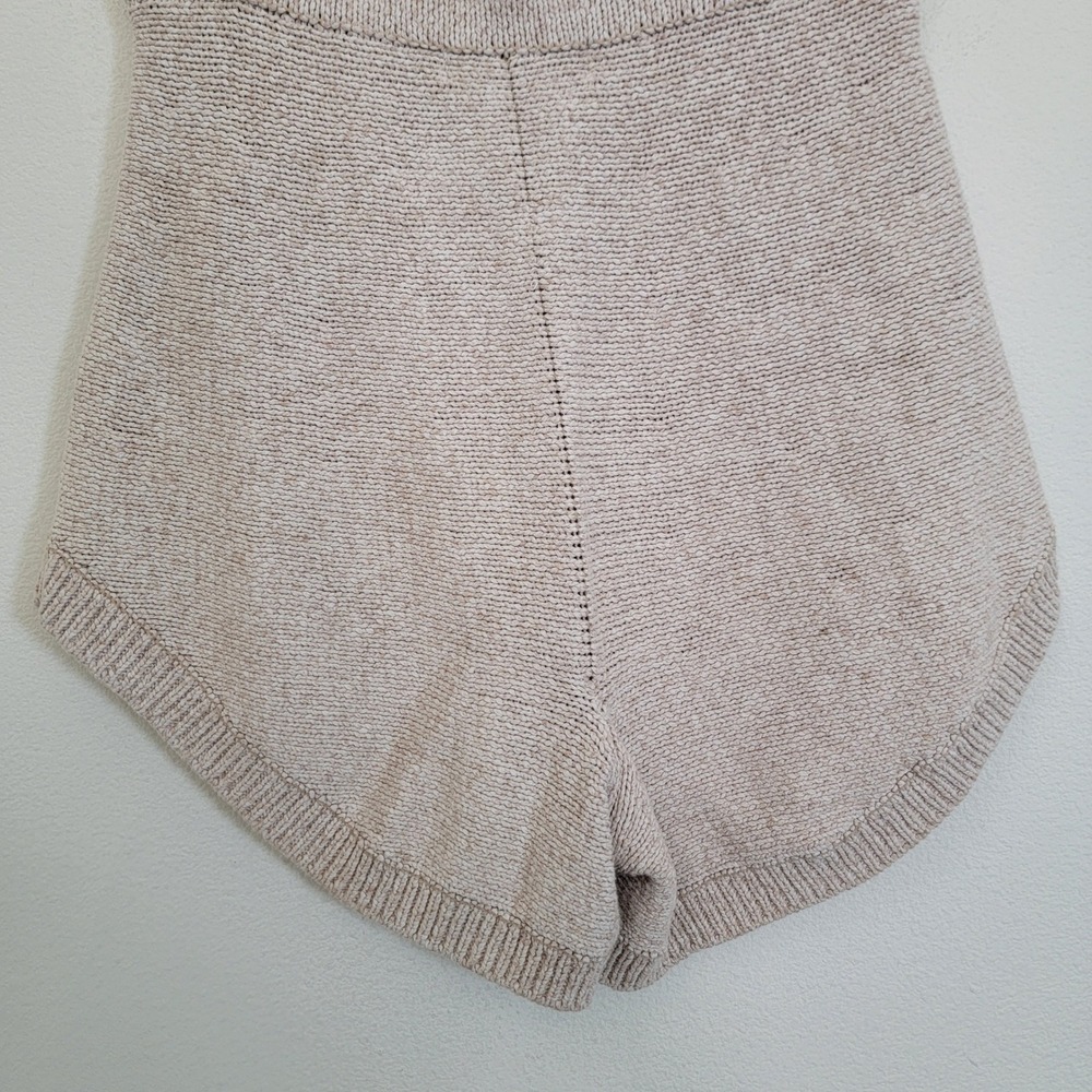 Free People FP Beach Knit Shorts Medium Oversized Oatmeal Beige Cotton Resort - Picture 7 of 9